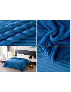 MANTAS BORREGO RAYADA AZUL