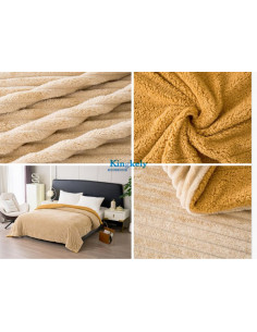 MANTAS BORREGO RAYADA MOSTAZA