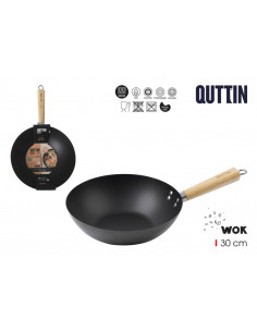 SARTEN WOK MANGO MADERA 30CM QUTTIN