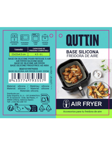 BASE SILICONA AIR FRYER CUAD.22CM QUTTIN