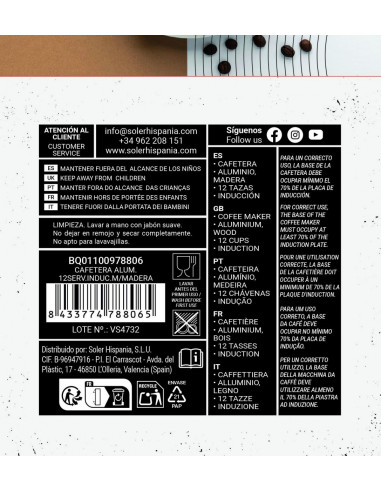 CAFETERA CON MANGO MADERA QUTTIN