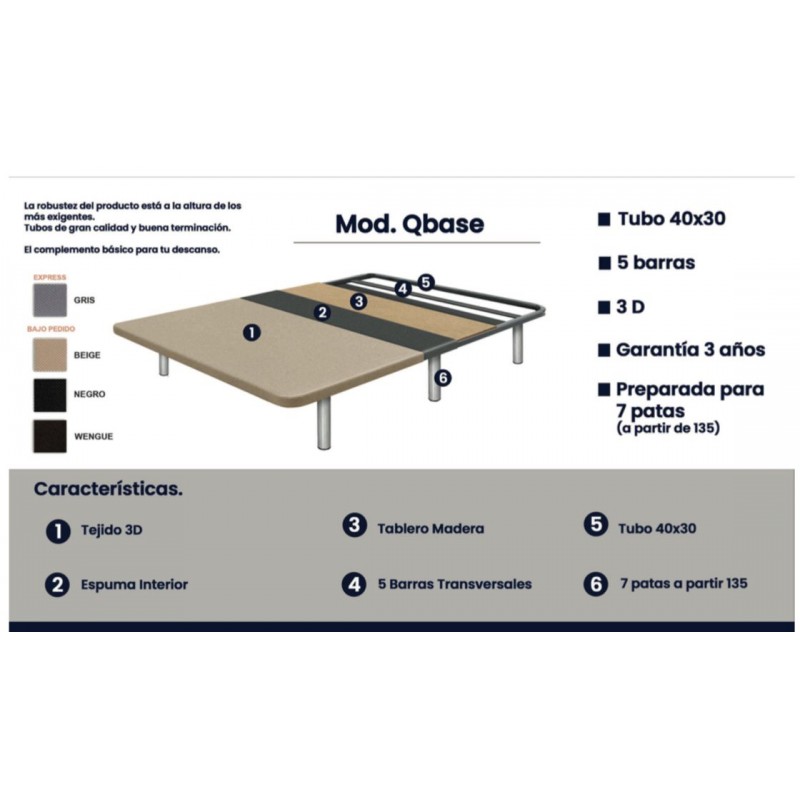 BASE TAPIZADA 5 BARRAS